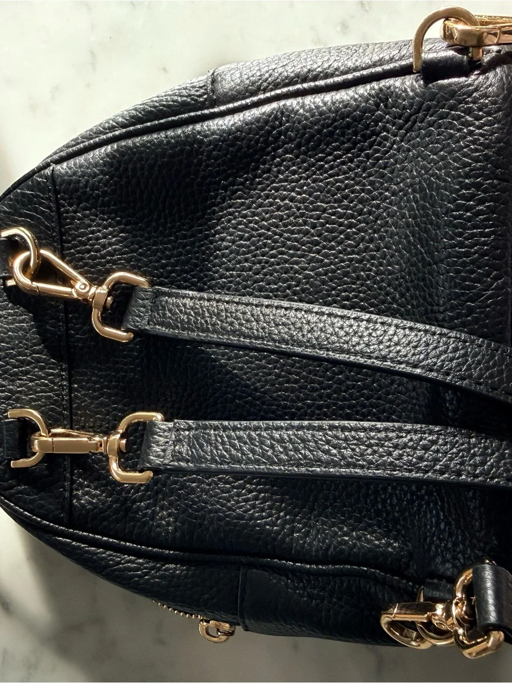 Michael Kors Black Pebbled Leather Mini Backpack with Gold Hardware